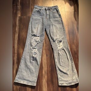 Distressed Wide-Leg Jeans Size 1